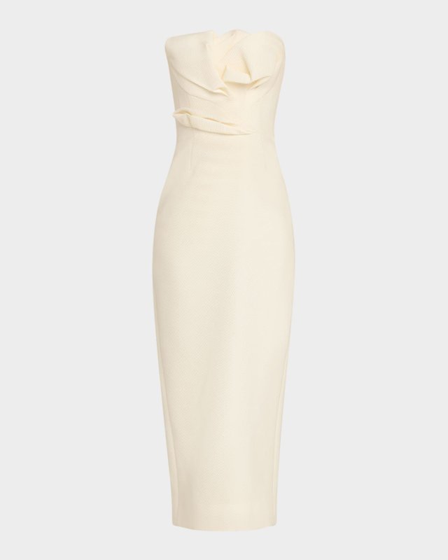 Draped Tulip Strapless Sheath Ankle Dress